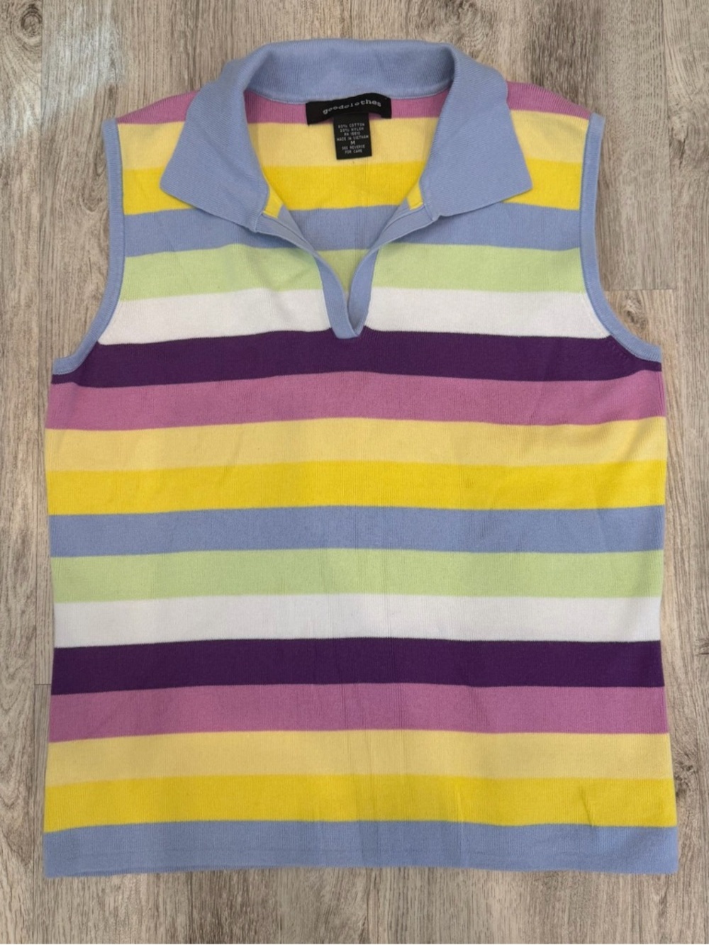Good Clothes Striped Knit Polo Tank‎ Colorful Pastel Y2K Size M